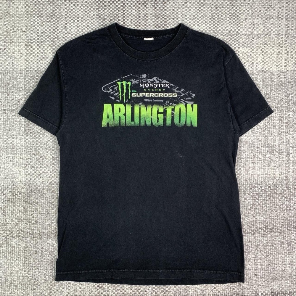 Vintage Monster Energy AMA Supercross Arlington T-Shirt Black Motocross Racing